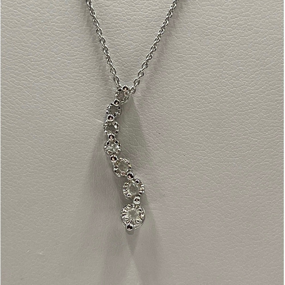 Marsala Sterling Sterling Curved Wavy 7 Stone Diamond Journey Pendant Necklace